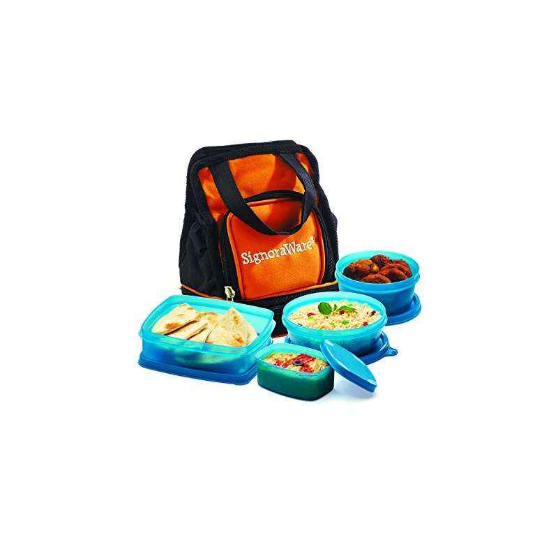 Signoraware Deep Red 1070 ml Officers Lunch Box with Bag, 538