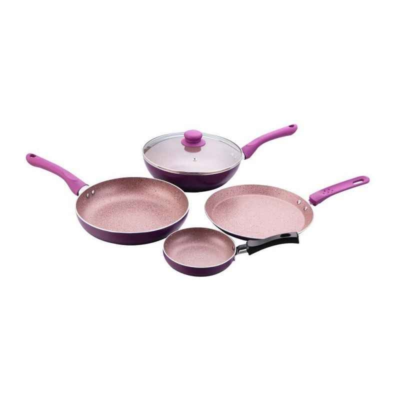 Wonderchef Royal Velvet Aluminium Purple Cookware Set with Free Mini Frying Pans