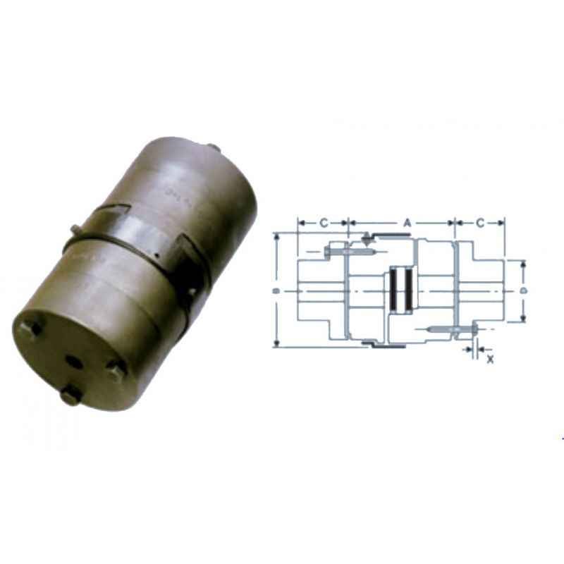 Fenner Essex Jaw Cushion Spacer Coupling, Size: F0276PS, DBSE:135 mm