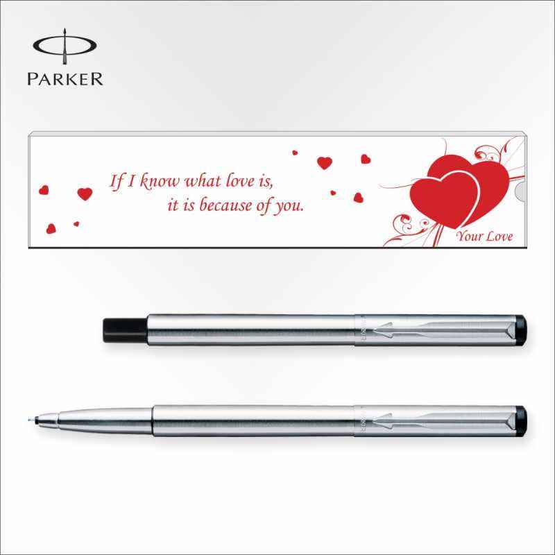 Parker Vector SS Chrome Trim Valentine's-Day Special Roller Ball Pen, 9000018244