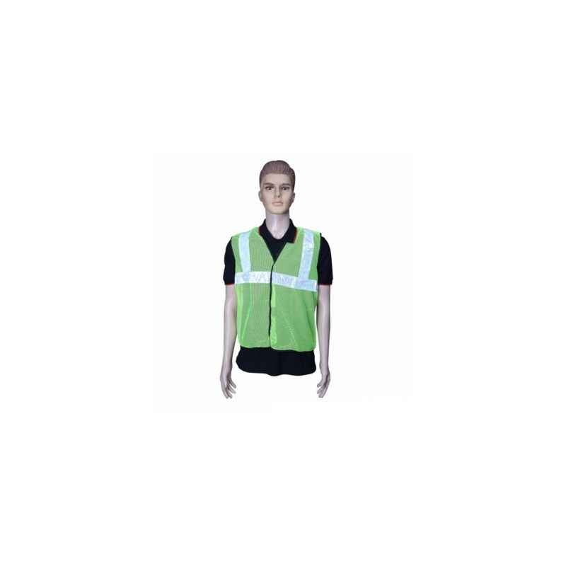 Kasa Life 2 Inch Net Type Green Reflective Safety jacket, KL-2NG (Pack of 10)
