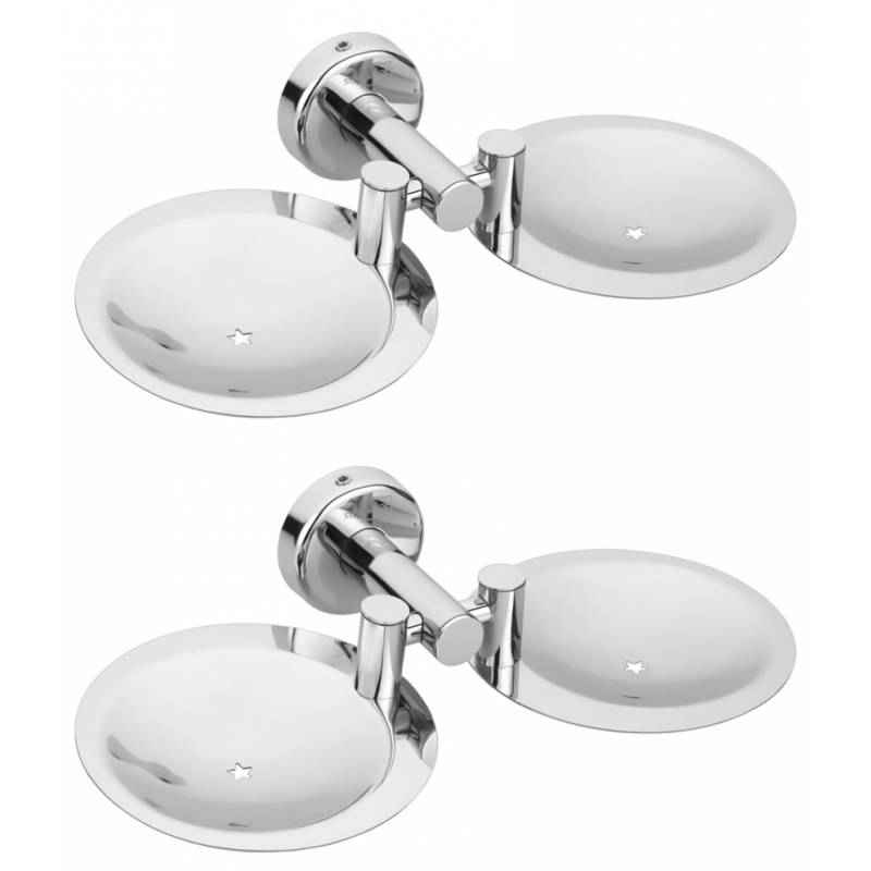 Abyss ABDY-1635 Chrome Finish Stainless Steel Double Soap Dish (Pack of 2)