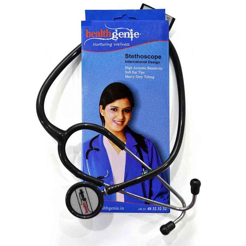 Healthgenie Black Dual Aluminum Non Chill Stethoscope, HG-201B