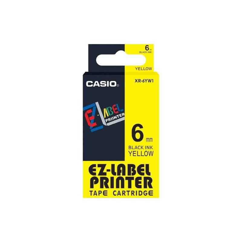 Casio XR-6YW1 Label Printer Tape Cartridge, Length: 8 m