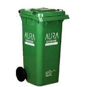 Aura Sunshine 120 Litre Green Plastic Industrial Wheel Dustbin, AURA120L