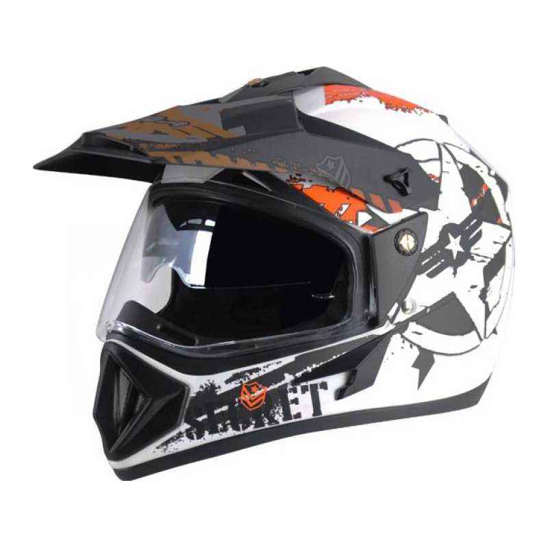 Vega Offroad Dull White Black Full Face Helmet, Size (Medium, 580 mm)