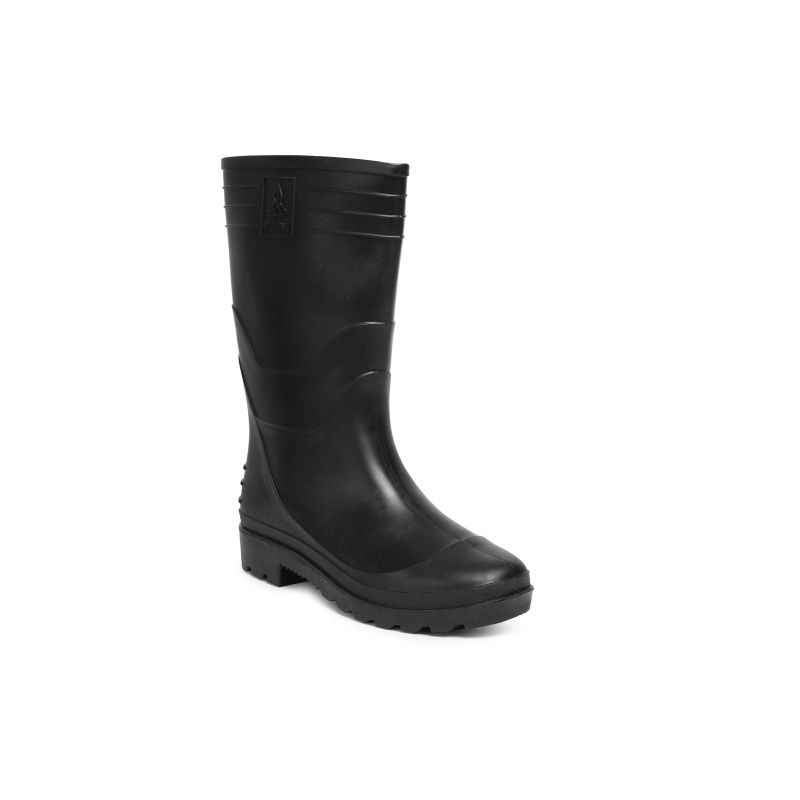 Hillson 12 Inch Welcome Plain Toe Black Gumboots, Size: 8