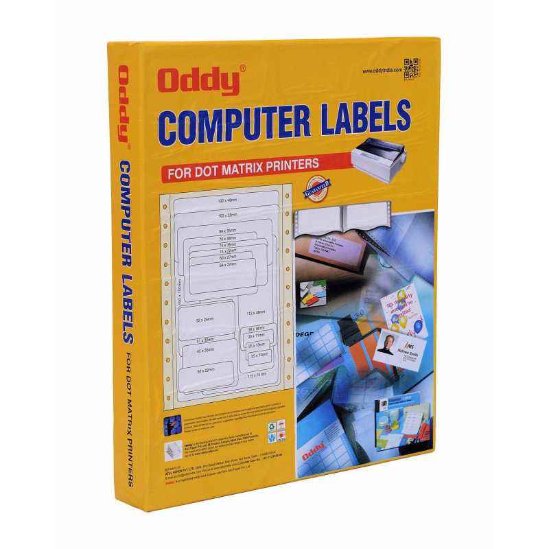 Oddy 35x89mm Dot Matrix Paper Label, DML 35891 B (Pack of 5)