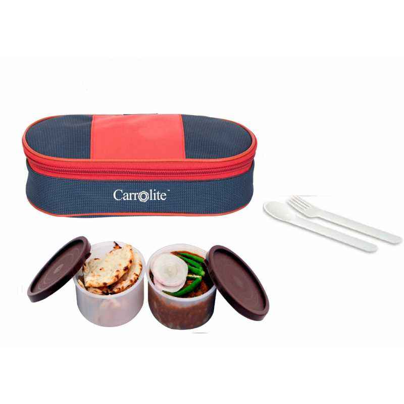 Carrolite 650ml Red & Brown Plastic Lunchbox, Brown_P-32