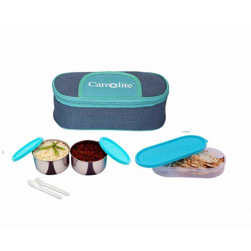 Carrolite 400ml Blue & Cyan Stainless Steel Lunchbox, Trendy_1005