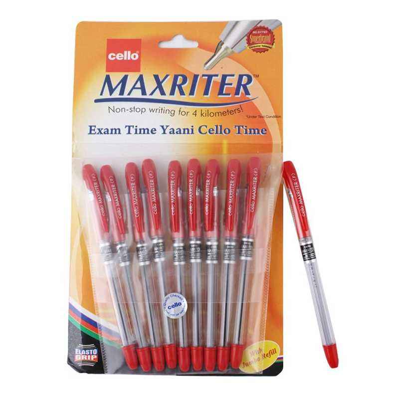 Cello Maxriter Red Ball Point Pen (Pack of 10)