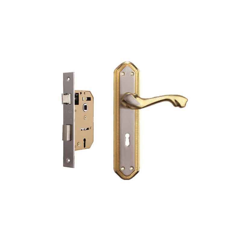Plaza 8088 Gold Silver Finish Handle with 65mm Mortice Lock & 3 Keys