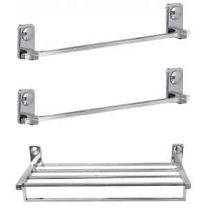 Abyss ABDY 1219 Glossy Finish Stainless Steel 1 Towel Rack & 2 Towel Bar Combo