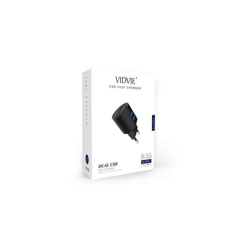 Vidvie 2.4A Black Mobile Charger with Cable, CH201v-v8BL