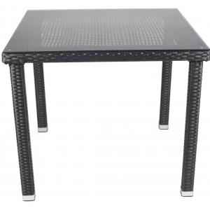 Ventura VF T221 Black & Brown Outdoor Table with Glass Top