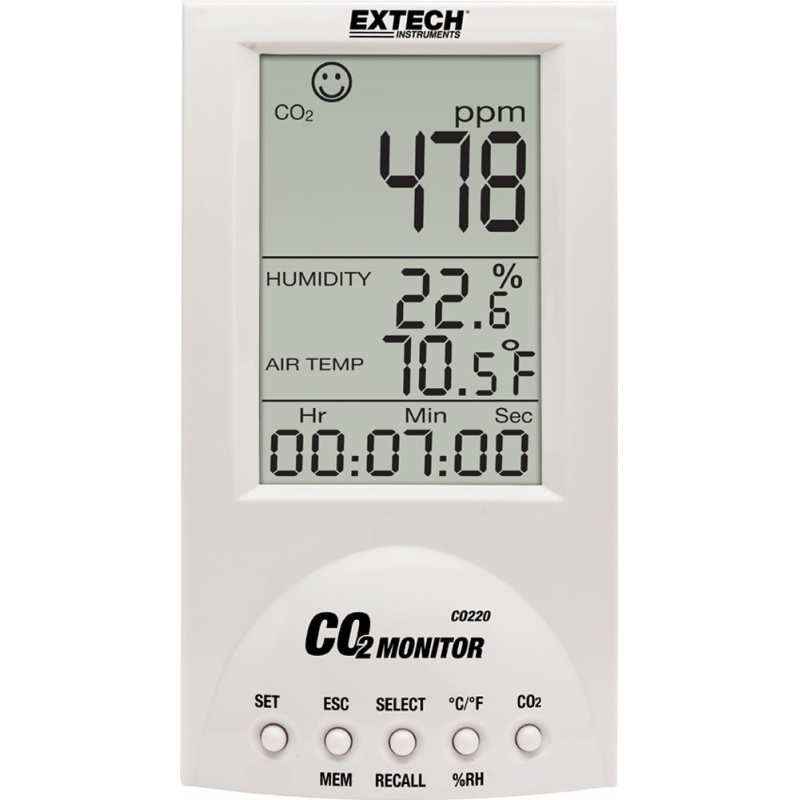 Extech Desktop Indoor Air Quality CO2 Monitor, CO220
