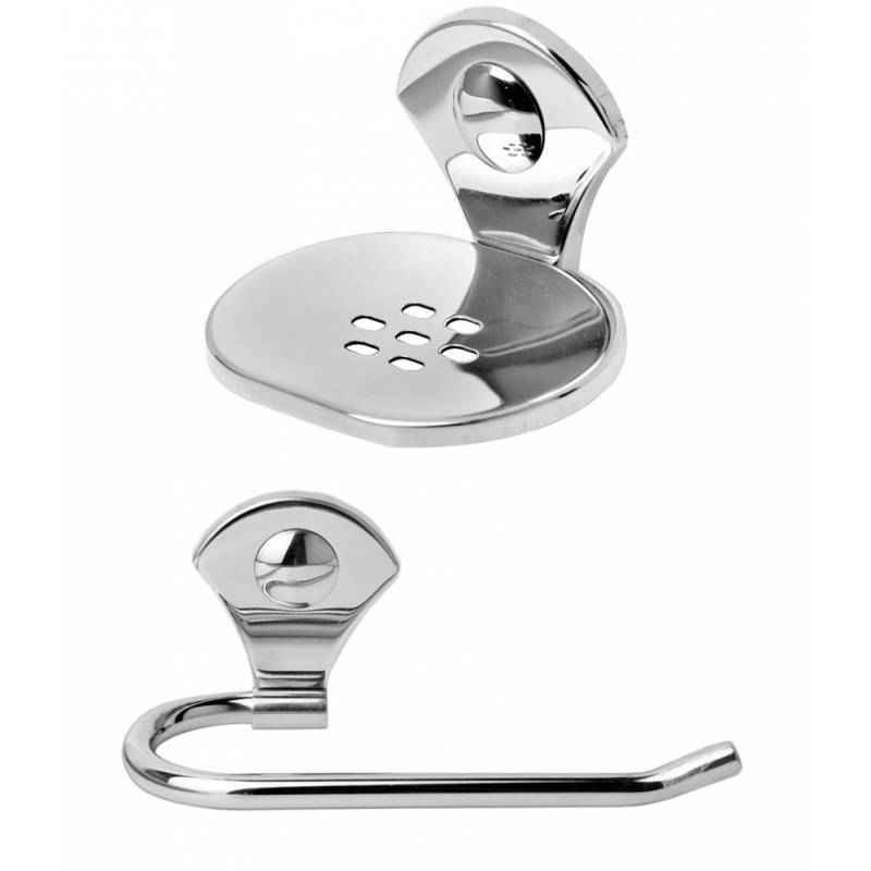 Abyss ABDY-1142 Glossy Finish Stainless Steel Soap Dish & Towel Ring Combo