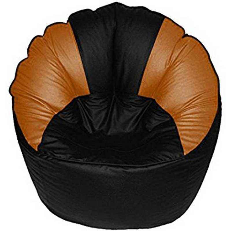 Akhilesh Black & Golden Brown Bean Bag/Mudda Chair Cover, Size: XXL