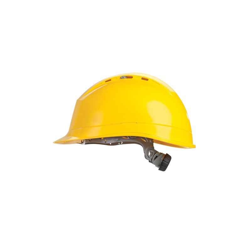 Mallcom Diamond XI Yellow Ratchet Safety helmet with CH01STR Chin Strap Set (Pack of 6)