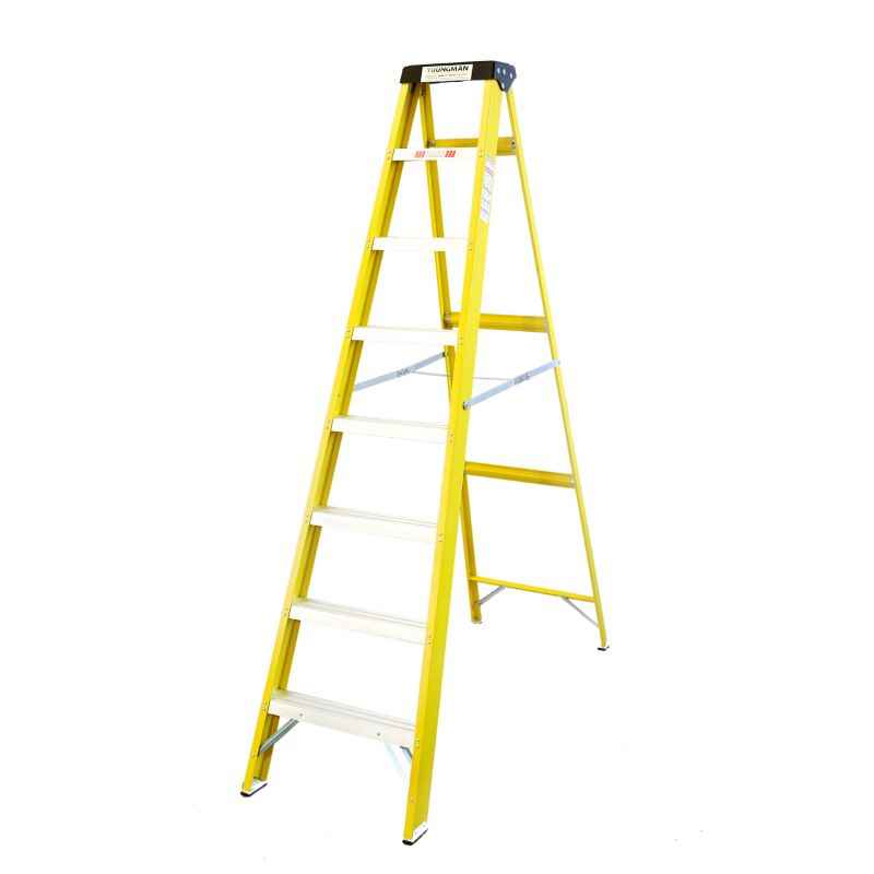 Youngman 8 Step 110kg Capacity Fiberglass Yellow Shockproof Ladder
