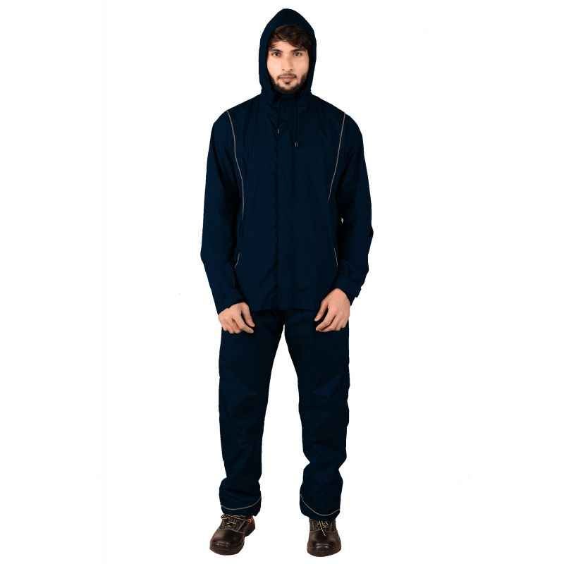 Mallcom Stratus Navy Blue PU Raincoat, Size: L