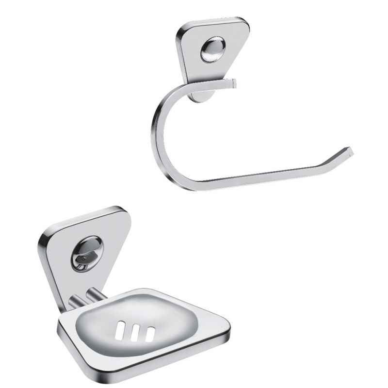 Abyss ABDY-0840 Glossy Finish Stainless Steel Soap Dish & Towel Ring Combo