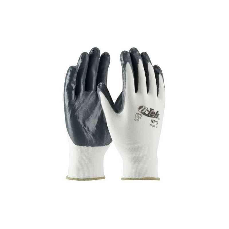 Ufo Nitrile Coated Cut Resistant White & Black Safety Gloves, Size: L