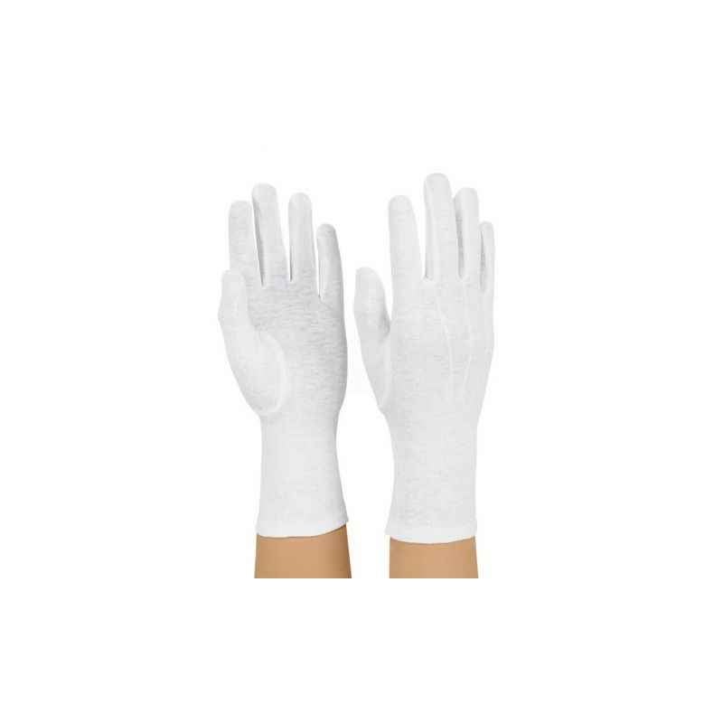 Ufo Pure Cotton Hosiery White Safety Gloves, Size: L