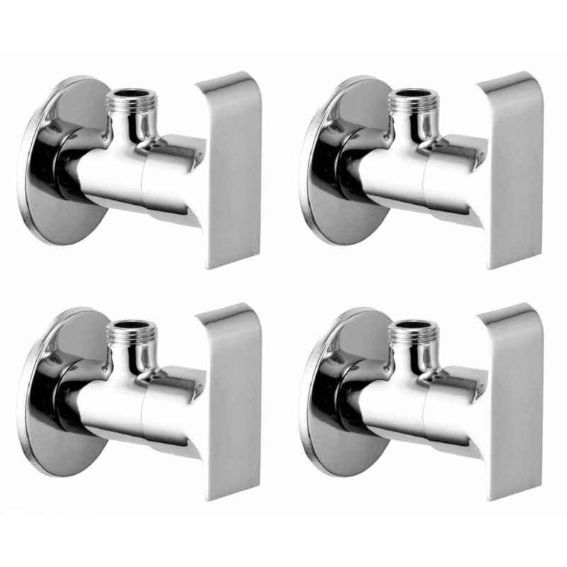 Snowbell Swift Brass Chrome Plated Angle Cock Faucet Set (Pack of 4)