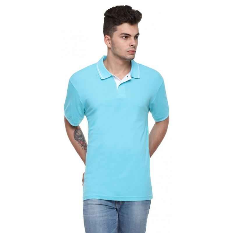 Ruggers Ice Blue Collared T-shirt with White Tipping, Size: M