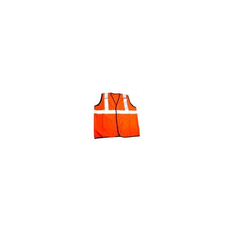 Men Safe Orange Safety Jacket, Tape Size: 2 inch (Pack of 5)