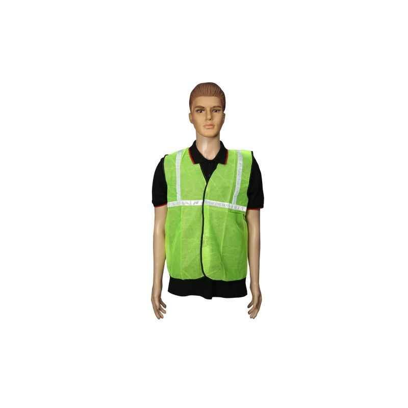Safari 1 inch Green Cloth Reflective Safety Jacket, 60 GSM