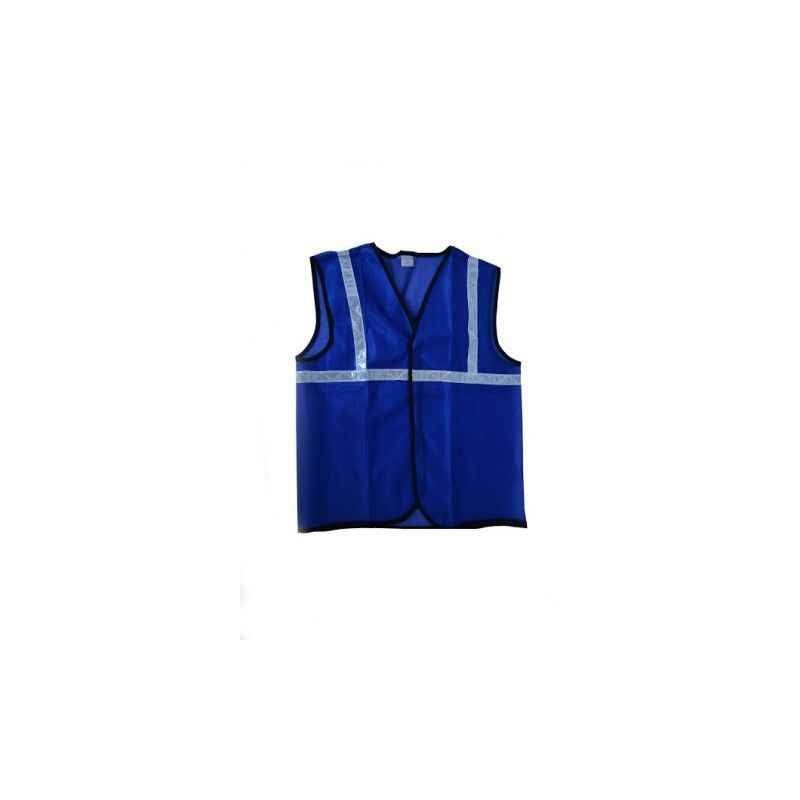 Ufo Blue Safety Jacket with 1 Inch Reflective Tape, Size: M