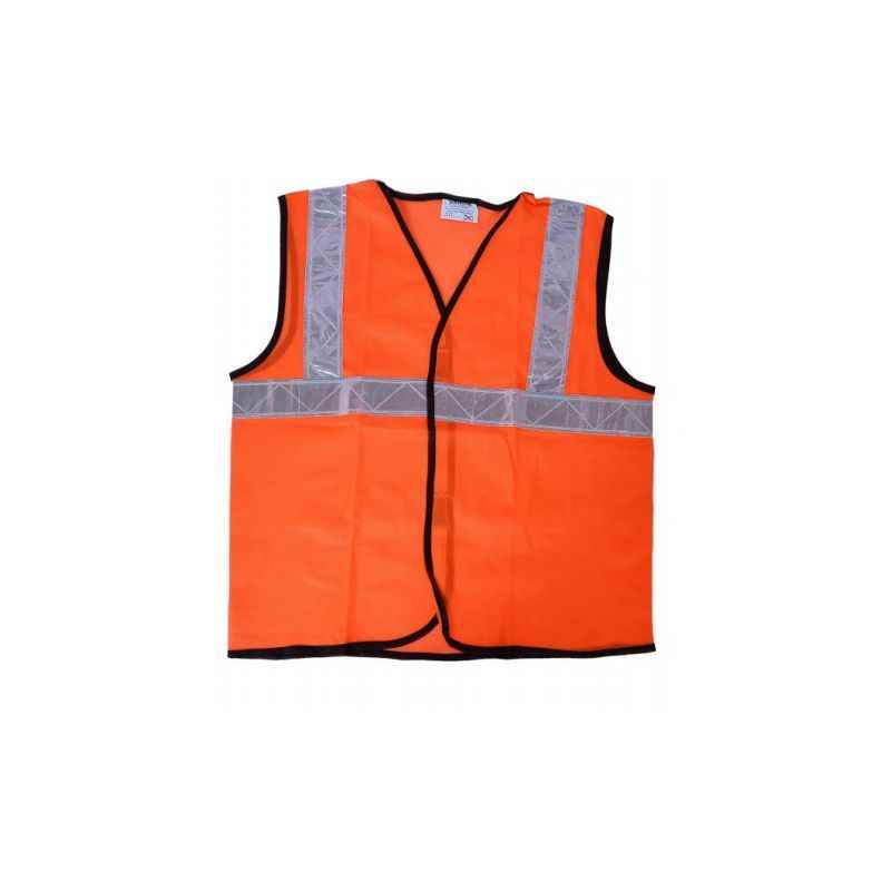 Ufo Orange Safety Jacket with 2 Inch Reflective Tape, Size: L