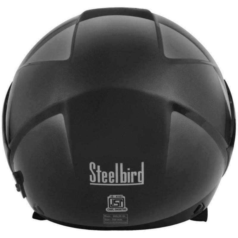 Steelbird SB-35 Eve Natural Matt Black Open Face Helmet, Size (Large, 600 mm)