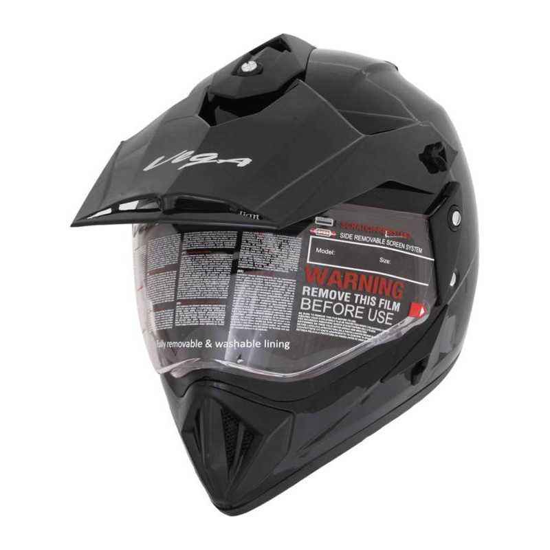 Vega Motocross Gloss Black Full Face Helmet, Size (Large, 600 mm)