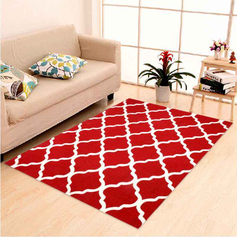 IWS Red Cotton Printed Designer Carpet with Latex Backing, CRT206