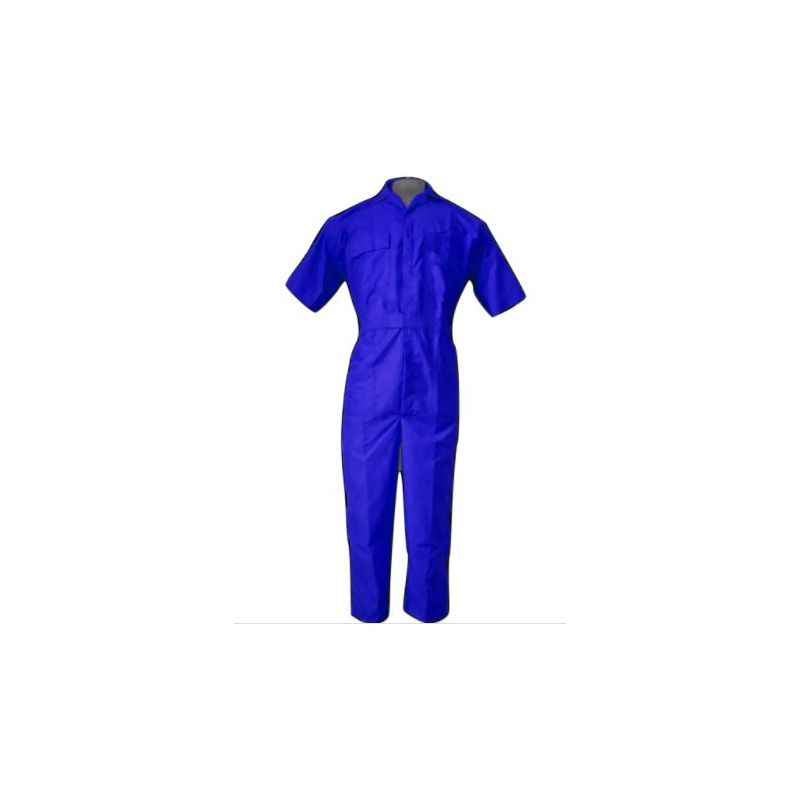 Ishan Royal Blue Poly Cotton Half Sleeve Fabric Boiler Suit, 5403, Size: XXL