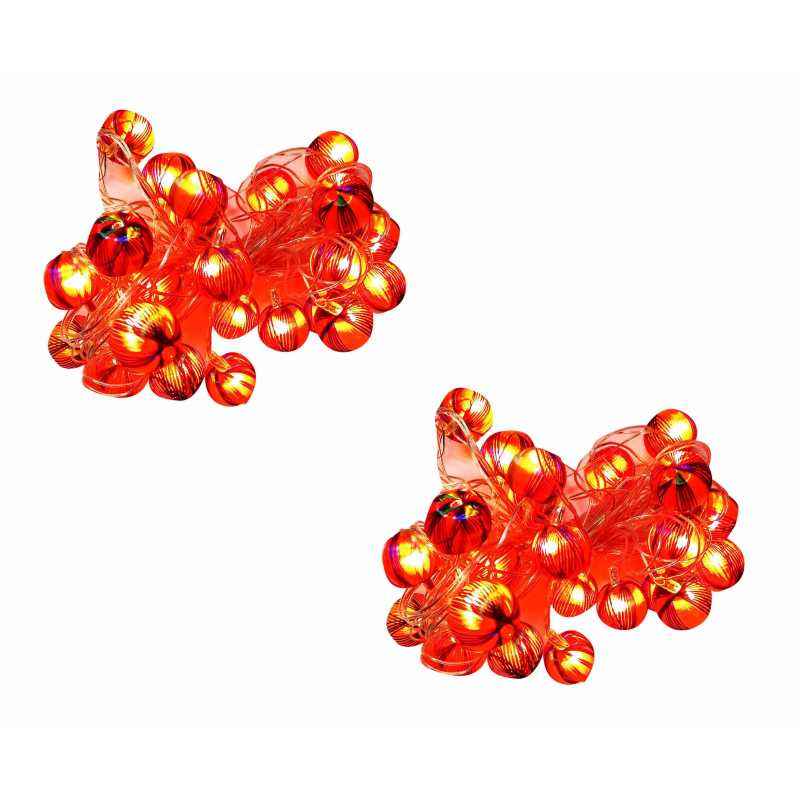 VRCT 5W B-22 Red & Golden Silky Ball LED String Lights, HD-436a (Pack of 2)