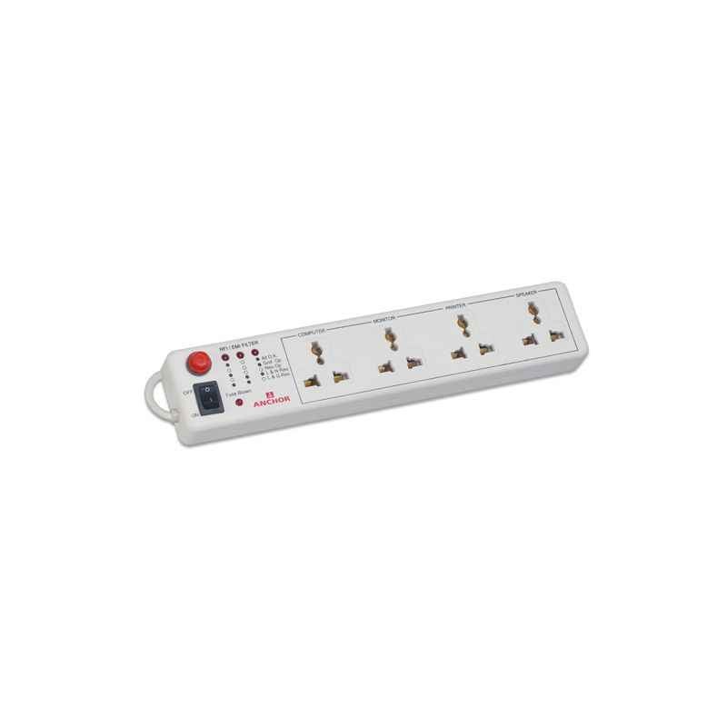 Anchor Accessories White Spike Guards 4 Sockets With Single Switch, 240V, 22047