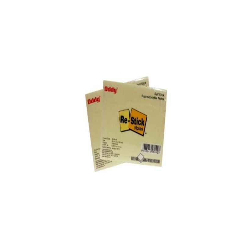 Oddy 3x4 inch Yellow Re-Stick Paper Notes, RS 3x4 (Pack of 50)