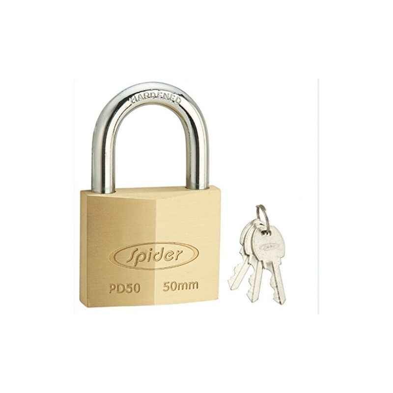 Spider 50mm Cylindrical Solid Brass Pad Lock with 3 Keys, PD50