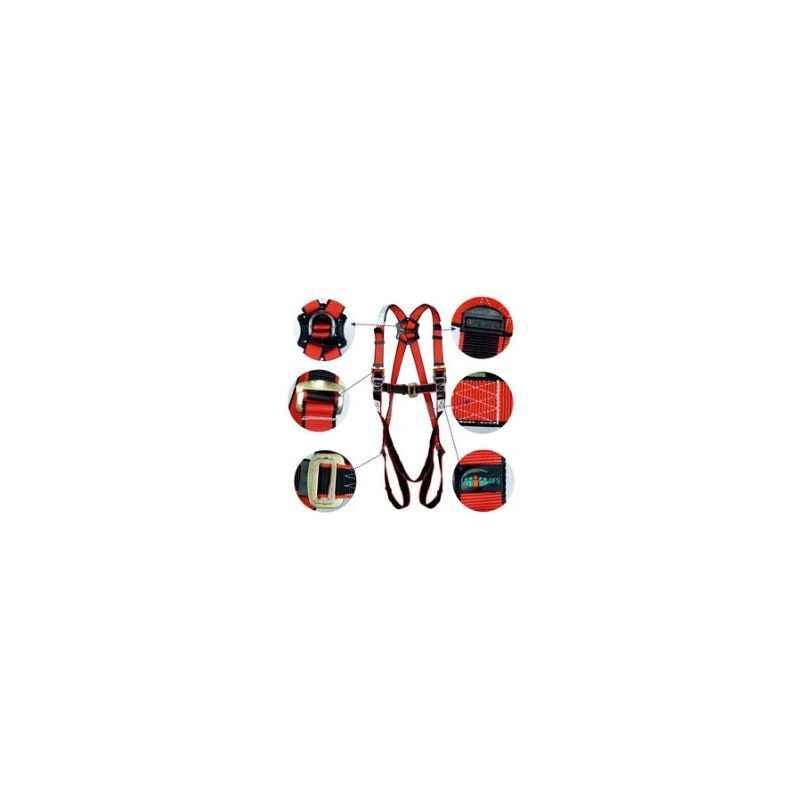 UFS Red & Black Full Body Safety Harness with Polypropylene Lanyard, USP 27-Single USP 208