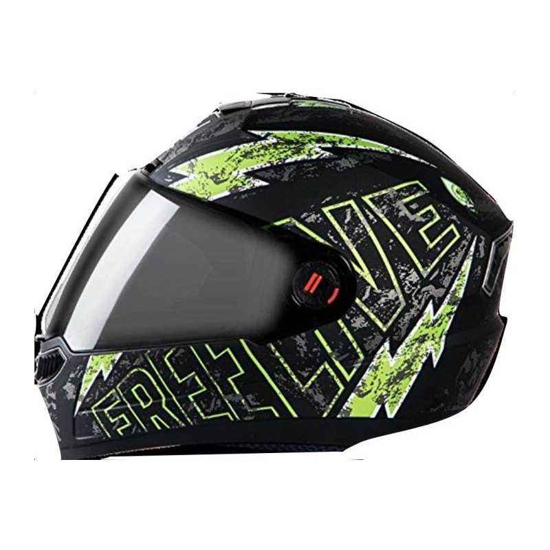 Steelbird SBA-1 Freelive Black Green Air Dashing Full Face Motorbike Helmet, Size (Large, 600 mm)