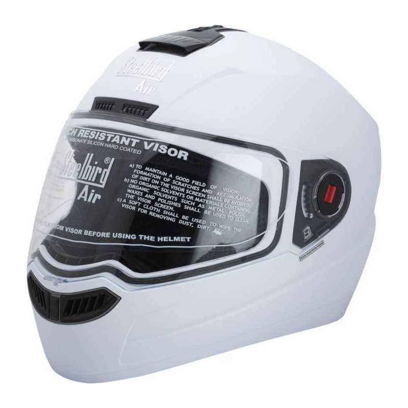 Steelbird SBA-1 White Full Face Helmet, Size (Large, 600 mm)