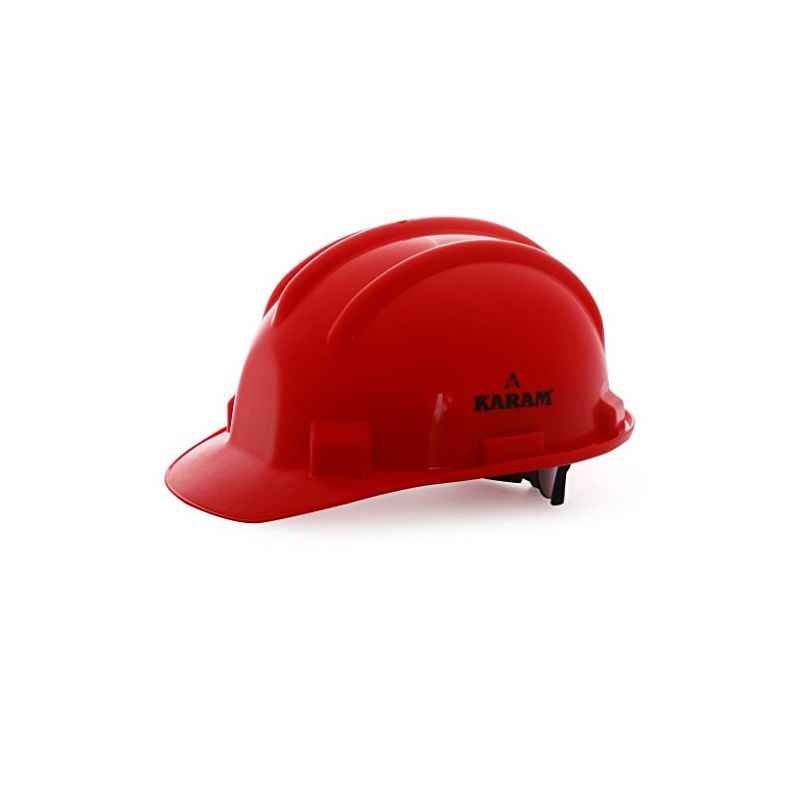 Karam Plastic Red Cradle Ratchet Type Safety Helmet, PN-521
