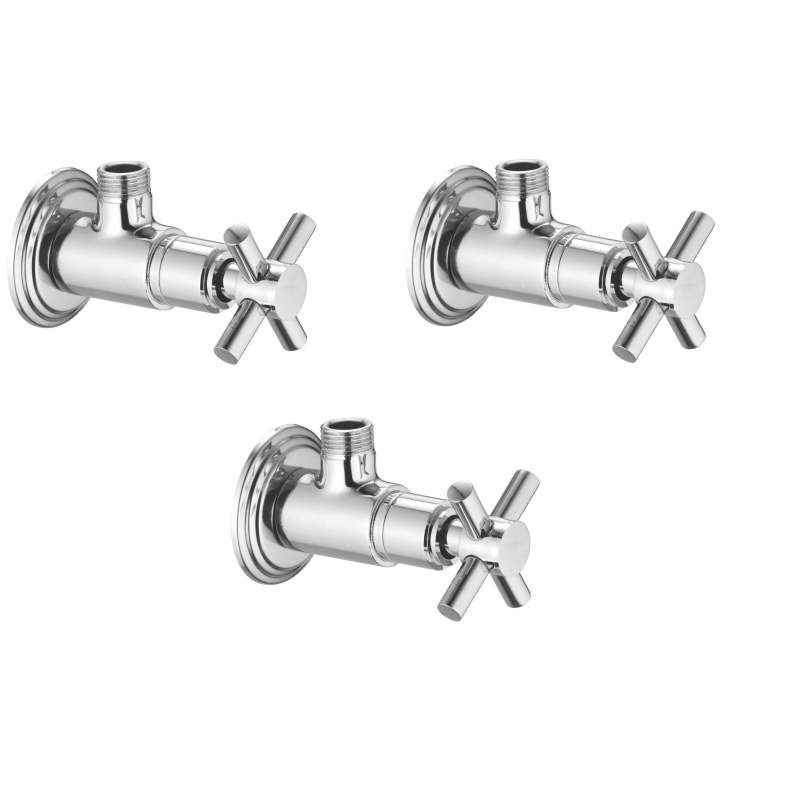 Apree Axis Silver Brass Angle Valve (Pack of 3)