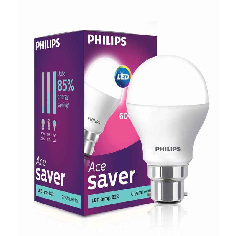 Philips 7W B-22 White LED Bulbs (Pack of 6)
