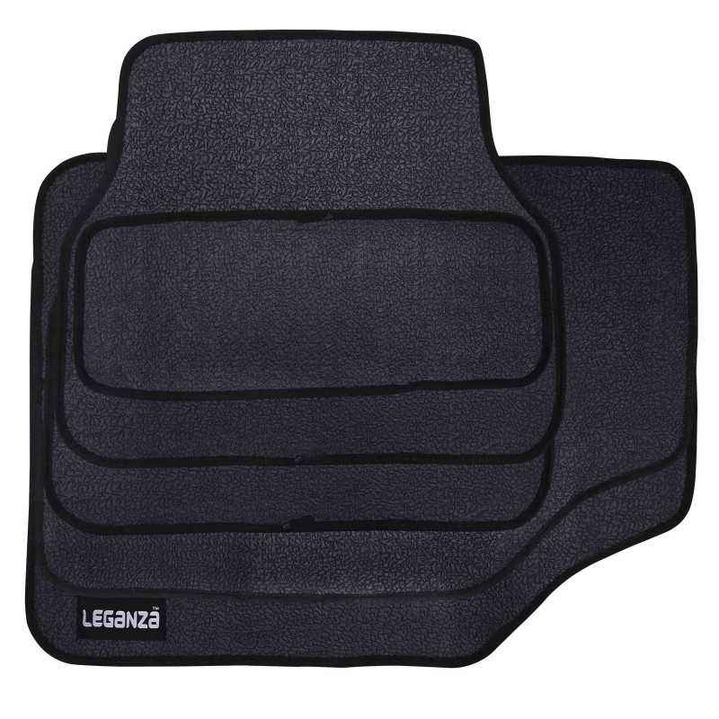 Leganza 5 Pieces Black Solid Rubber Car Mat Set for ford Aspire