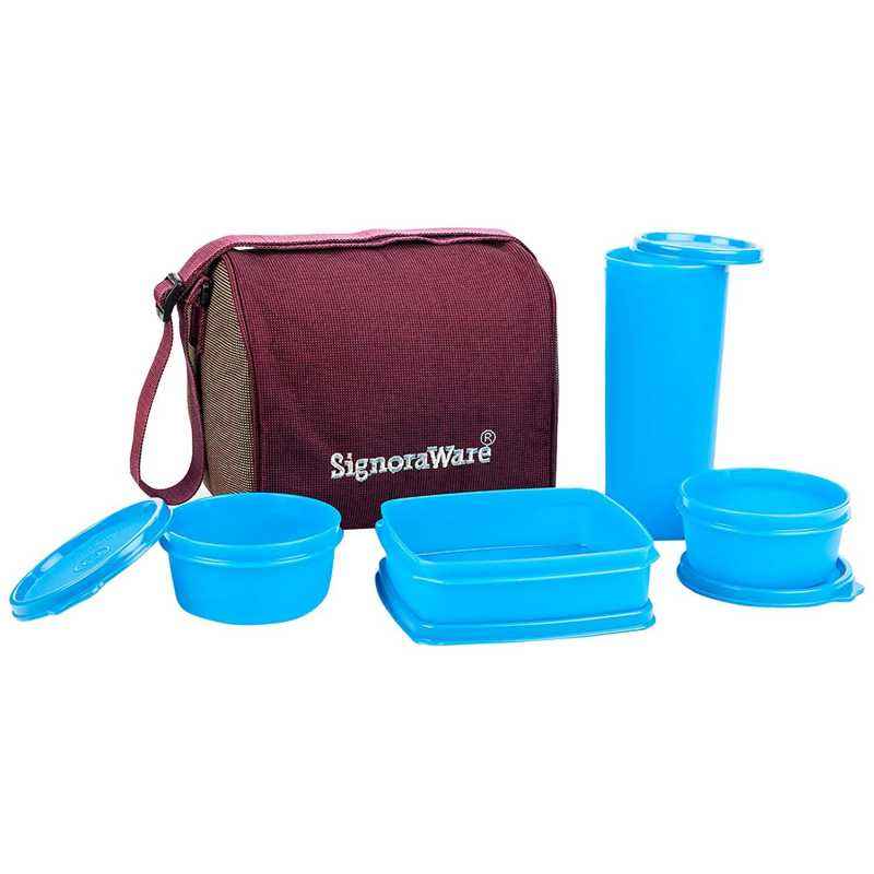 Signoraware Pink 2160 ml Combo Big Executive Lunch with Bag, 520